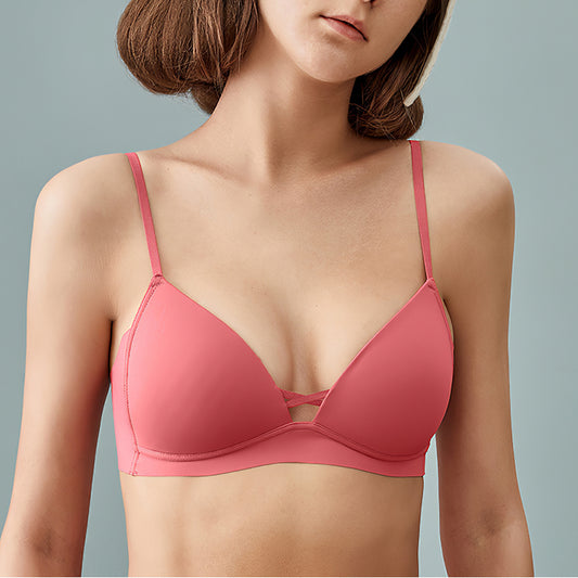 Wireless Cute Seamless Gathered Triangle Bras [BRYS002]